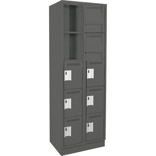 Anthony Steel Mfg. CL-5T-2-121272-RB_A127 Assembled Clean Line Personal Effects Lockers, 5 -tier, Bank of 2, 12" x 76" x 24", Steel