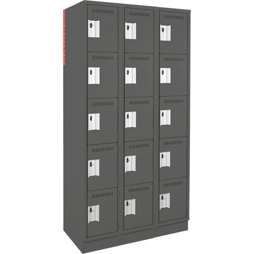 Anthony Steel Mfg. CL-5T-3-121272-RB_A127 Assembled Clean Line Personal Effects Lockers, 5 -tier, Bank of 3, 12" x 76" x 36", Steel