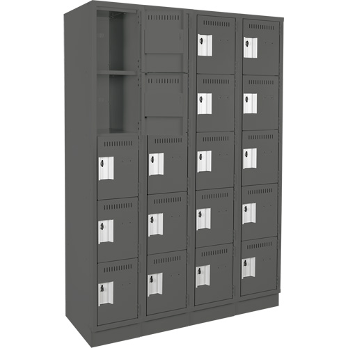 Anthony Steel Mfg. CL-5T-4-121272-RB_A127 Assembled Clean Line Personal Effects Lockers, 5 -tier, Bank of 4, 12" x 76" x 48", Steel