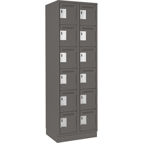 Anthony Steel Mfg. CL-L-2-12X18X72-RB_A127 Clean Line Lockerette, 6 -tier, Bank of 2, 24" x 18" x 76", Steel, Charcoal, Rivet (Assembled)