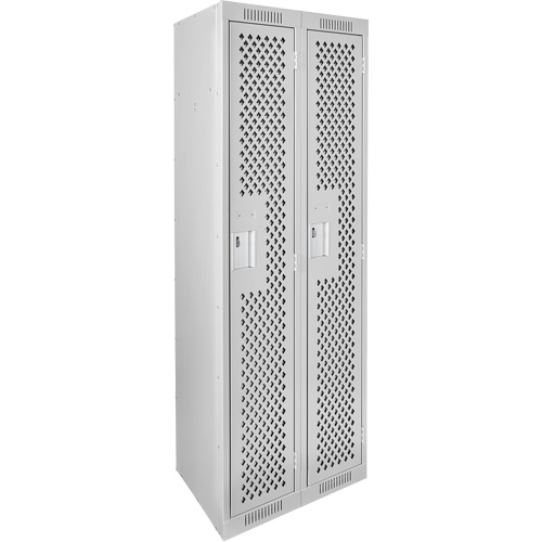 Anthony Steel Mfg. CL-S-2-121872-PERF_A124 Clean Line Lockers, Bank of 2, 24" x 18" x 72", Steel, Grey, Rivet (Assembled), Perforated