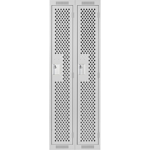 Anthony Steel Mfg. CL-S-2-121872-PERF_A124 Clean Line Lockers, Bank of 2, 24" x 18" x 72", Steel, Grey, Rivet (Assembled), Perforated