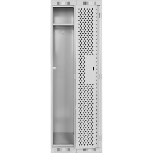 Anthony Steel Mfg. CL-S-2-121872-PERF_A124 Clean Line Lockers, Bank of 2, 24" x 18" x 72", Steel, Grey, Rivet (Assembled), Perforated