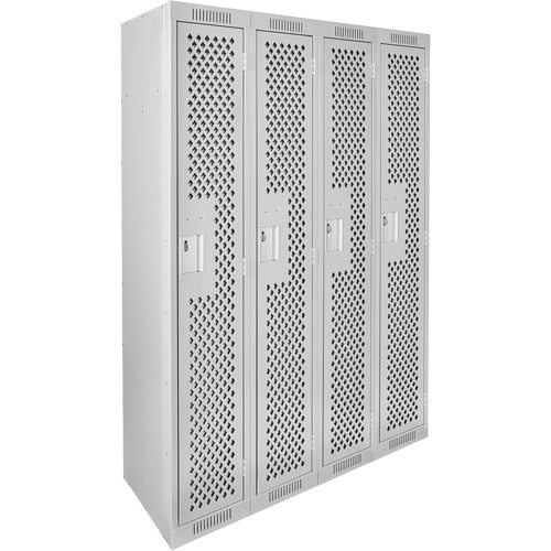 Anthony Steel Mfg. CL-S-4-121872-PERF_A124 Clean Line Lockers, Bank of 4, 48" x 18" x 72", Steel, Grey, Rivet (Assembled), Perforated