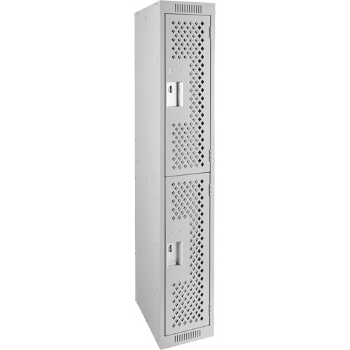 Anthony Steel Mfg. CL-D-1-121872-PERF_A124 Clean Line Lockers, 2 -tier, 12" x 18" x 72", Steel, Grey, Rivet (Assembled), Perforated