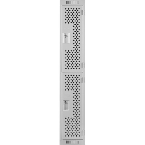 Anthony Steel Mfg. CL-D-1-121872-PERF_A124 Clean Line Lockers, 2 -tier, 12" x 18" x 72", Steel, Grey, Rivet (Assembled), Perforated