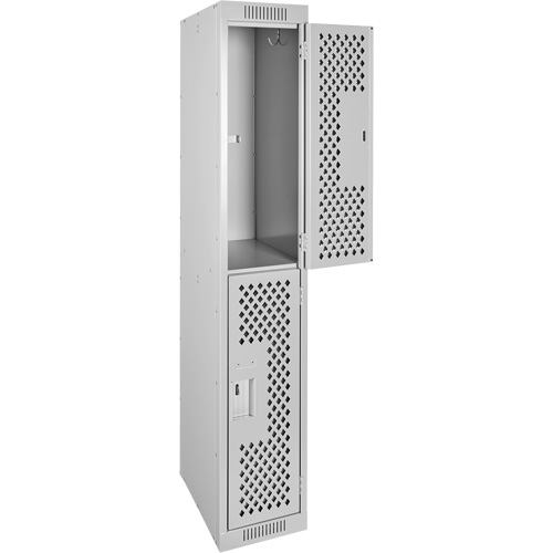 Anthony Steel Mfg. CL-D-1-121872-PERF_A124 Clean Line Lockers, 2 -tier, 12" x 18" x 72", Steel, Grey, Rivet (Assembled), Perforated