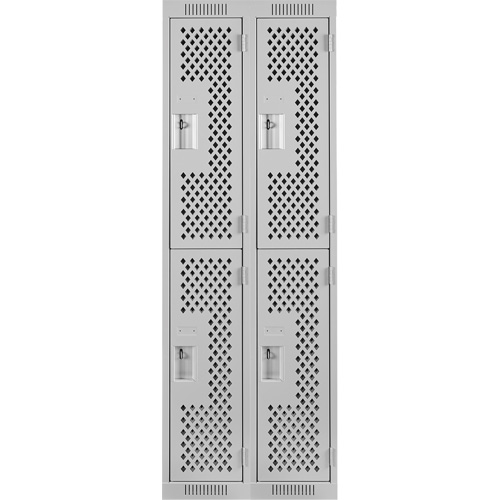Anthony Steel Mfg. CL-D-2-121572-PERF_A124 Clean Line Lockers, 2 -tier, Bank of 2, 24" x 15" x 72", Steel, Grey, Rivet (Assembled), Perforated