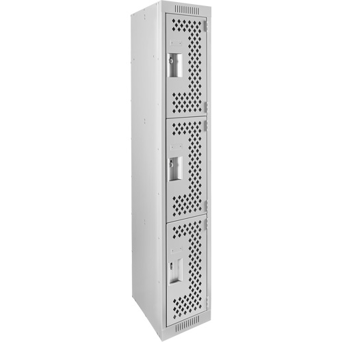 Anthony Steel Mfg. CL-T-1-121872-PERF_A124 Clean Line Lockers, 3 -tier, 12" x 18" x 72", Steel, Grey, Rivet (Assembled), Perforated