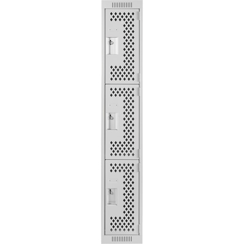 Anthony Steel Mfg. CL-T-1-121872-PERF_A124 Clean Line Lockers, 3 -tier, 12" x 18" x 72", Steel, Grey, Rivet (Assembled), Perforated