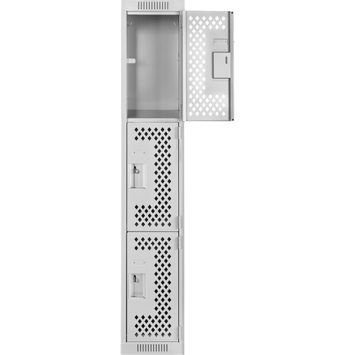 Anthony Steel Mfg. CL-T-1-121872-PERF_A124 Clean Line Lockers, 3 -tier, 12" x 18" x 72", Steel, Grey, Rivet (Assembled), Perforated