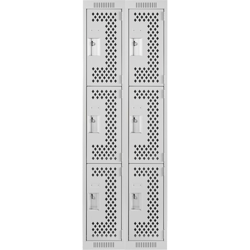 Anthony Steel Mfg. CL-T-2-121872-PERF_A124 Clean Line Lockers, 3 -tier, Bank of 2, 24" x 18" x 72", Steel, Grey, Rivet (Assembled), Perforated