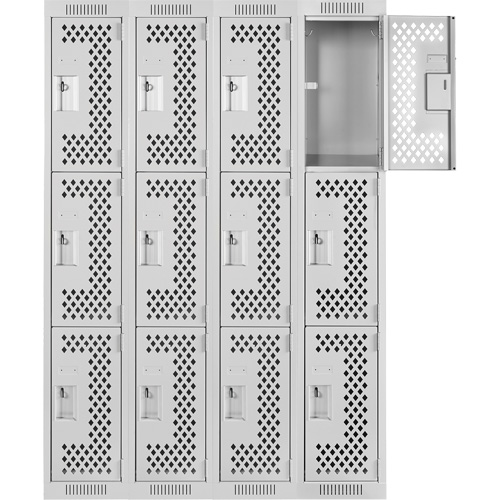 Anthony Steel Mfg. CL-T-4-121872-PERF_A124 Casiers Clean Line, 3 niveaux, Bloc de 4, 48" x 18" x 72", Acier, Gris, Rivet (assembl&eacute;), Perfor&eacute;