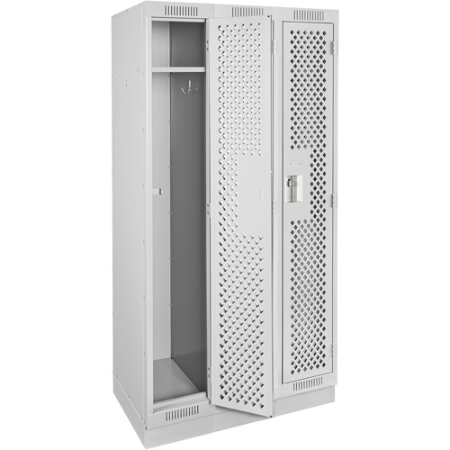 Anthony Steel Mfg. CLS3-121872-RB-PER_A124 Clean Line Lockers, Bank of 3, 36" x 18" x 76", Steel, Grey, Rivet (Assembled), Perforated