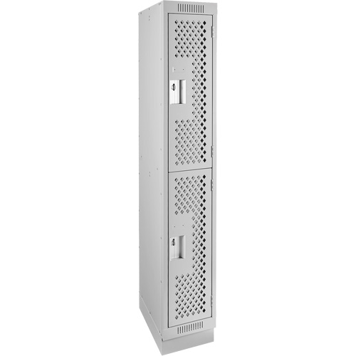 Anthony Steel Mfg. CLD1-121272-RB-PER_A124 Clean Line Lockers, 2 -tier, 12" x 12" x 76", Steel, Grey, Rivet (Assembled), Perforated