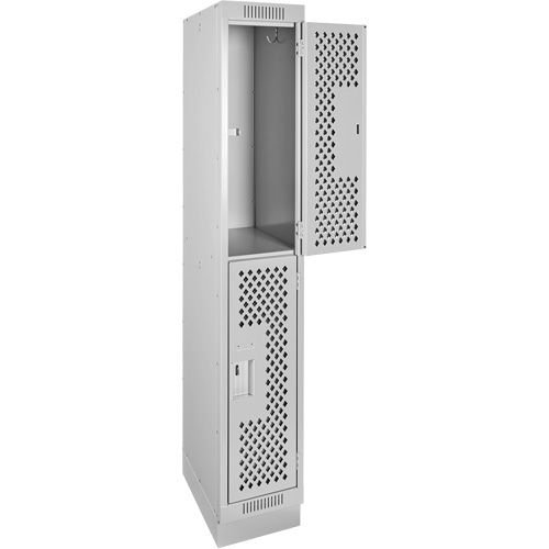 Anthony Steel Mfg. CLD1-121272-RB-PER_A124 Clean Line Lockers, 2 -tier, 12" x 12" x 76", Steel, Grey, Rivet (Assembled), Perforated
