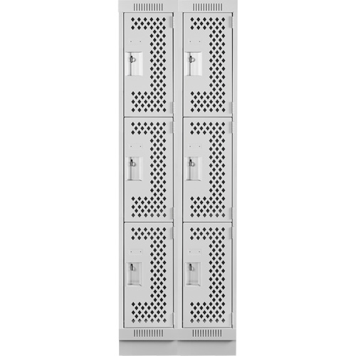 Anthony Steel Mfg. CLT2-121272-RB-PER_A124 Casiers Clean Line, 3 niveaux, Bloc de 2, 24" x 12" x 76", Acier, Gris, Rivet (assembl&eacute;), Perfor&eacute;