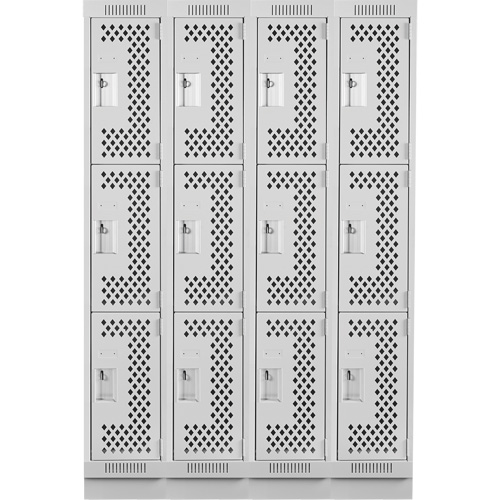 Anthony Steel Mfg. CLT4-121872-RB-PER_A124 Casiers Clean Line, 3 niveaux, Bloc de 4, 48" x 18" x 76", Acier, Gris, Rivet (assembl&eacute;), Perfor&eacute;