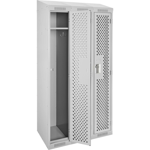 Anthony Steel Mfg. CLS3-121572-ST-PER_A124 Clean Line Lockers, Bank of 3, 36" x 15" x 78", Steel, Grey, Rivet (Assembled), Perforated