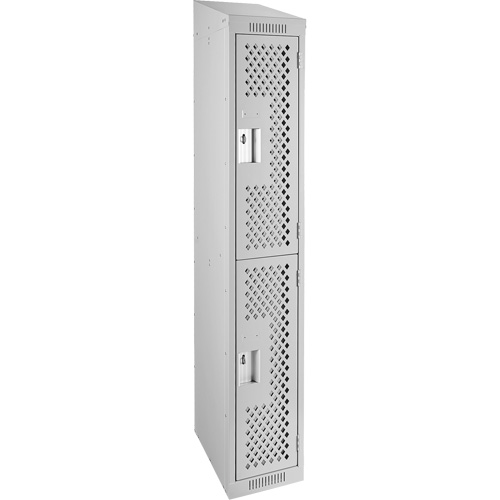 Anthony Steel Mfg. CLD1-121572-ST-PER_A124 Clean Line Lockers, 2 -tier, 12" x 15" x 78", Steel, Grey, Rivet (Assembled), Perforated