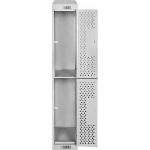 Anthony Steel Mfg. CLD1-121572-ST-PER_A124 Clean Line Lockers, 2 -tier, 12" x 15" x 78", Steel, Grey, Rivet (Assembled), Perforated