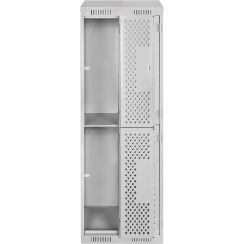 Anthony Steel Mfg. CLD2-121872-ST-PER_A124 Clean Line Lockers, 2 -tier, Bank of 2, 24" x 18" x 78", Steel, Grey, Rivet (Assembled), Perforated