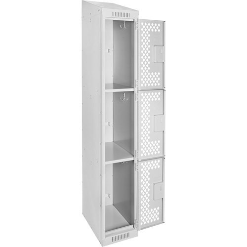 Anthony Steel Mfg. CLT1-121572-ST-PER_A124 Clean Line Lockers, 3 -tier, 12" x 15" x 78", Steel, Grey, Rivet (Assembled), Perforated