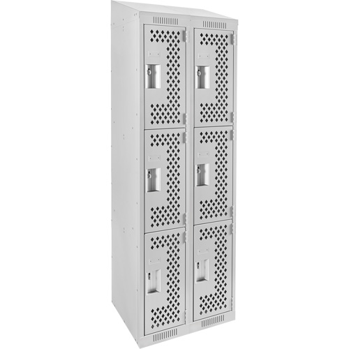 Anthony Steel Mfg. CLT2-121872-ST-PER_A124 Clean Line Lockers, 3 -tier, Bank of 2, 24" x 18" x 78", Steel, Grey, Rivet (Assembled), Perforated