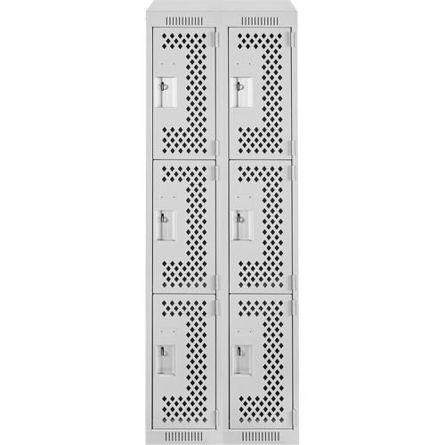 Anthony Steel Mfg. CLT2-121872-ST-PER_A124 Clean Line Lockers, 3 -tier, Bank of 2, 24" x 18" x 78", Steel, Grey, Rivet (Assembled), Perforated