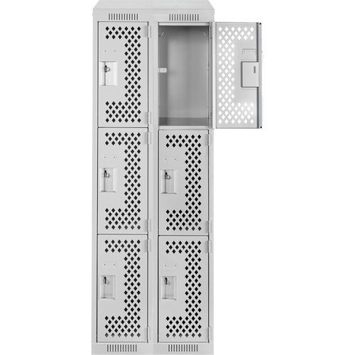 Anthony Steel Mfg. CLT2-121872-ST-PER_A124 Clean Line Lockers, 3 -tier, Bank of 2, 24" x 18" x 78", Steel, Grey, Rivet (Assembled), Perforated