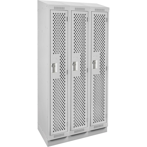 Anthony Steel Mfg. CLS3-121872RBST-PERA124 Clean Line Lockers, Bank of 3, 36" x 18" x 82", Steel, Grey, Rivet (Assembled), Perforated