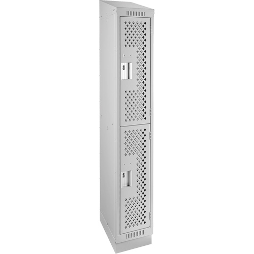 Anthony Steel Mfg. CLD1-121272RBST-PERA124 Clean Line Lockers, 2 -tier, 12" x 12" x 82", Steel, Grey, Rivet (Assembled), Perforated