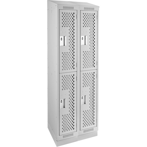 Anthony Steel Mfg. CLD2-121872RBST-PERA124 Clean Line Lockers, 2 -tier, Bank of 2, 24" x 18" x 82", Steel, Grey, Rivet (Assembled), Perforated