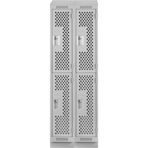 Anthony Steel Mfg. CLD2-121872RBST-PERA124 Clean Line Lockers, 2 -tier, Bank of 2, 24" x 18" x 82", Steel, Grey, Rivet (Assembled), Perforated