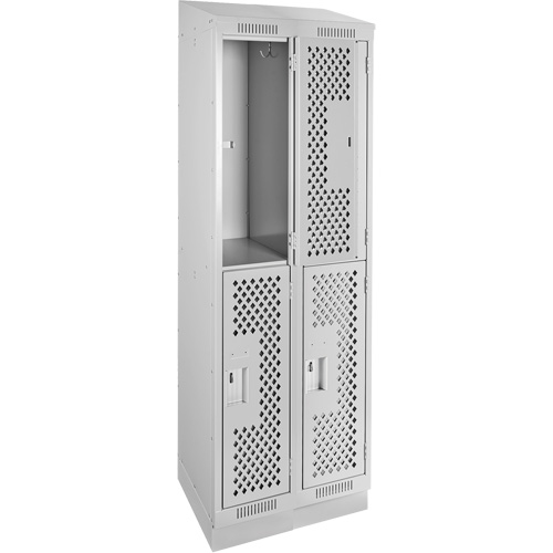 Anthony Steel Mfg. CLD2-121872RBST-PERA124 Clean Line Lockers, 2 -tier, Bank of 2, 24" x 18" x 82", Steel, Grey, Rivet (Assembled), Perforated