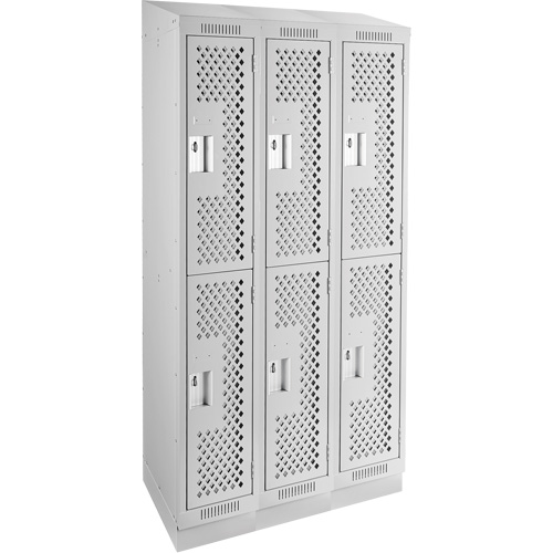 Anthony Steel Mfg. CLD3-121272RBST-PERA124 Clean Line Lockers, 2 -tier, Bank of 3, 36" x 12" x 82", Steel, Grey, Rivet (Assembled), Perforated