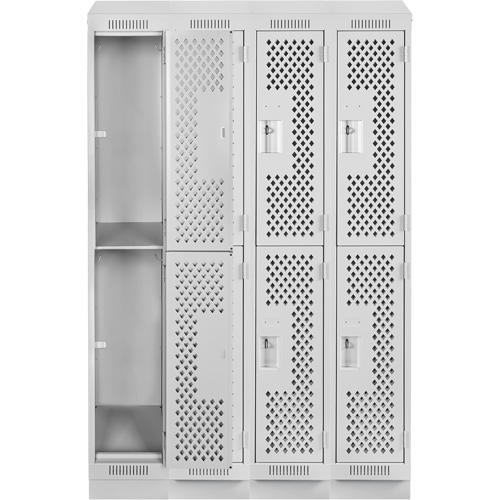 Anthony Steel Mfg. CLD4-121272RBST-PERA124 Clean Line Lockers, 2 -tier, Bank of 4, 48" x 12" x 82", Steel, Grey, Rivet (Assembled), Perforated