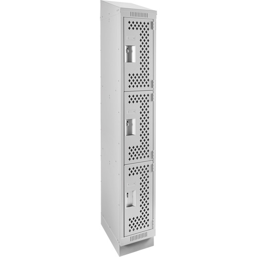 Anthony Steel Mfg. CLT1-121272RBST-PERA124 Casiers Clean Line, 3 niveaux, 12" x 12" x 82", Acier, Gris, Rivet (assembl&eacute;), Perfor&eacute;