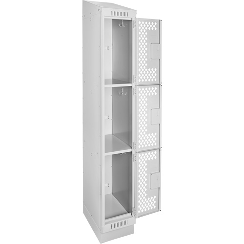 Anthony Steel Mfg. CLT1-121272RBST-PERA124 Casiers Clean Line, 3 niveaux, 12" x 12" x 82", Acier, Gris, Rivet (assembl&eacute;), Perfor&eacute;