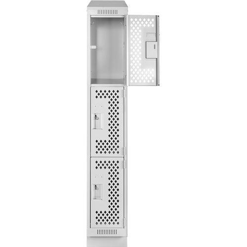 Anthony Steel Mfg. CLT1-121272RBST-PERA124 Casiers Clean Line, 3 niveaux, 12" x 12" x 82", Acier, Gris, Rivet (assembl&eacute;), Perfor&eacute;