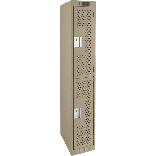 Anthony Steel Mfg. CL-D-1-121272-PERF_A123 Clean Line Lockers, 2 -tier, 12" x 12" x 72", Steel, Beige, Rivet (Assembled), Perforated