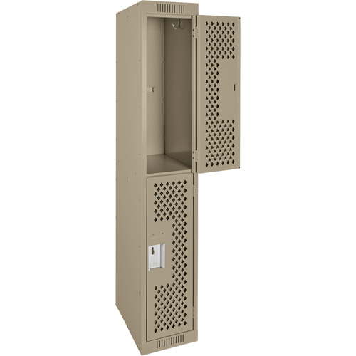 Anthony Steel Mfg. CL-D-1-121272-PERF_A123 Clean Line Lockers, 2 -tier, 12" x 12" x 72", Steel, Beige, Rivet (Assembled), Perforated
