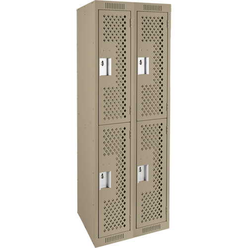Anthony Steel Mfg. CL-D-2-121272-PERF_A123 Clean Line Lockers, 2 -tier, Bank of 2, 24" x 12" x 72", Steel, Beige, Rivet (Assembled), Perforated
