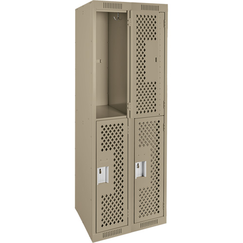 Anthony Steel Mfg. CL-D-2-121272-PERF_A123 Clean Line Lockers, 2 -tier, Bank of 2, 24" x 12" x 72", Steel, Beige, Rivet (Assembled), Perforated