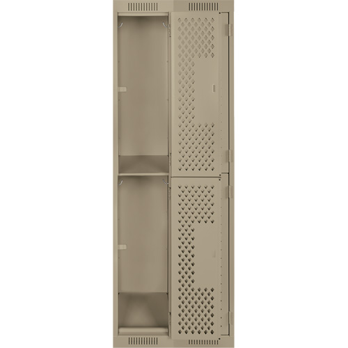 Anthony Steel Mfg. CL-D-2-121272-PERF_A123 Clean Line Lockers, 2 -tier, Bank of 2, 24" x 12" x 72", Steel, Beige, Rivet (Assembled), Perforated