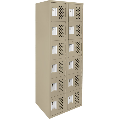 Anthony Steel Mfg. CL-L-2-121872-PERF_A123 Assembled Lockerettes Clean Line Perforated Economy Lockers, 6 -tier, Bank of 2, 18" x 72" x 12", Steel