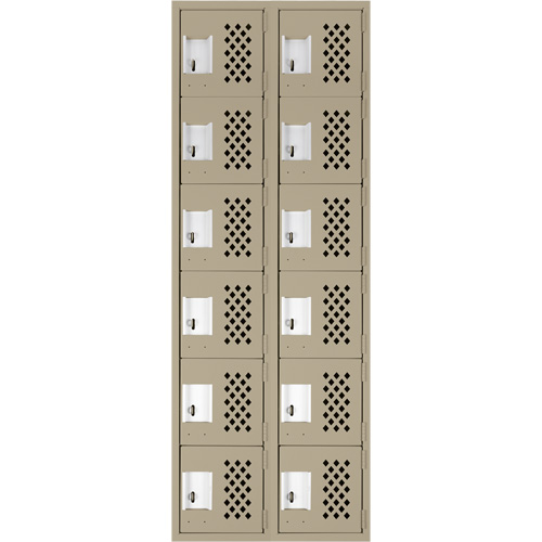 Anthony Steel Mfg. CL-L-2-121872-PERF_A123 Assembled Lockerettes Clean Line Perforated Economy Lockers, 6 -tier, Bank of 2, 18" x 72" x 12", Steel