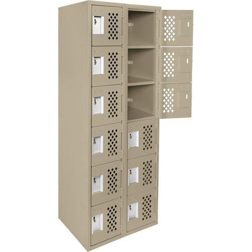 Anthony Steel Mfg. CL-L-2-121872-PERF_A123 Assembled Lockerettes Clean Line Perforated Economy Lockers, 6 -tier, Bank of 2, 18" x 72" x 12", Steel
