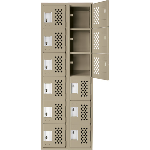 Anthony Steel Mfg. CL-L-2-121872-PERF_A123 Assembled Lockerettes Clean Line Perforated Economy Lockers, 6 -tier, Bank of 2, 18" x 72" x 12", Steel