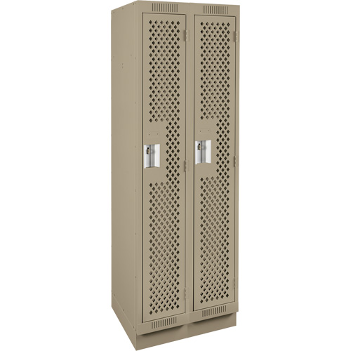 Anthony Steel Mfg. CLS2-121272-RB-PER_A123 Clean Line Lockers, Bank of 2, 24" x 12" x 76", Steel, Beige, Rivet (Assembled), Perforated